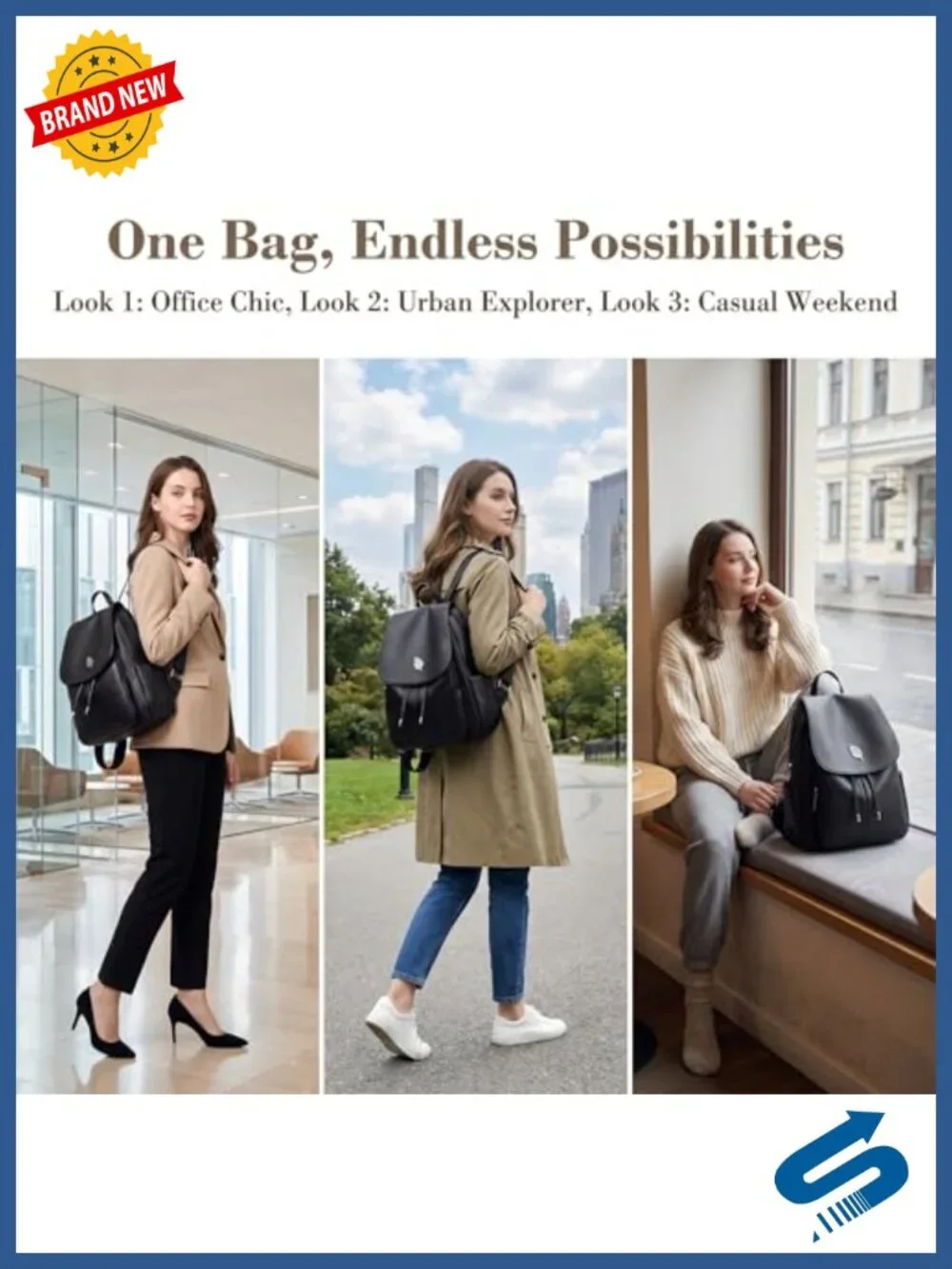 Small Leather Backpack Purse for Women, Casual Lightweight Daypack, Multiple